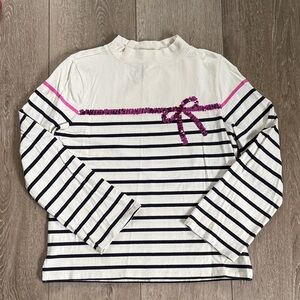 Talbots women’s Striped Shirt with Pink Bow